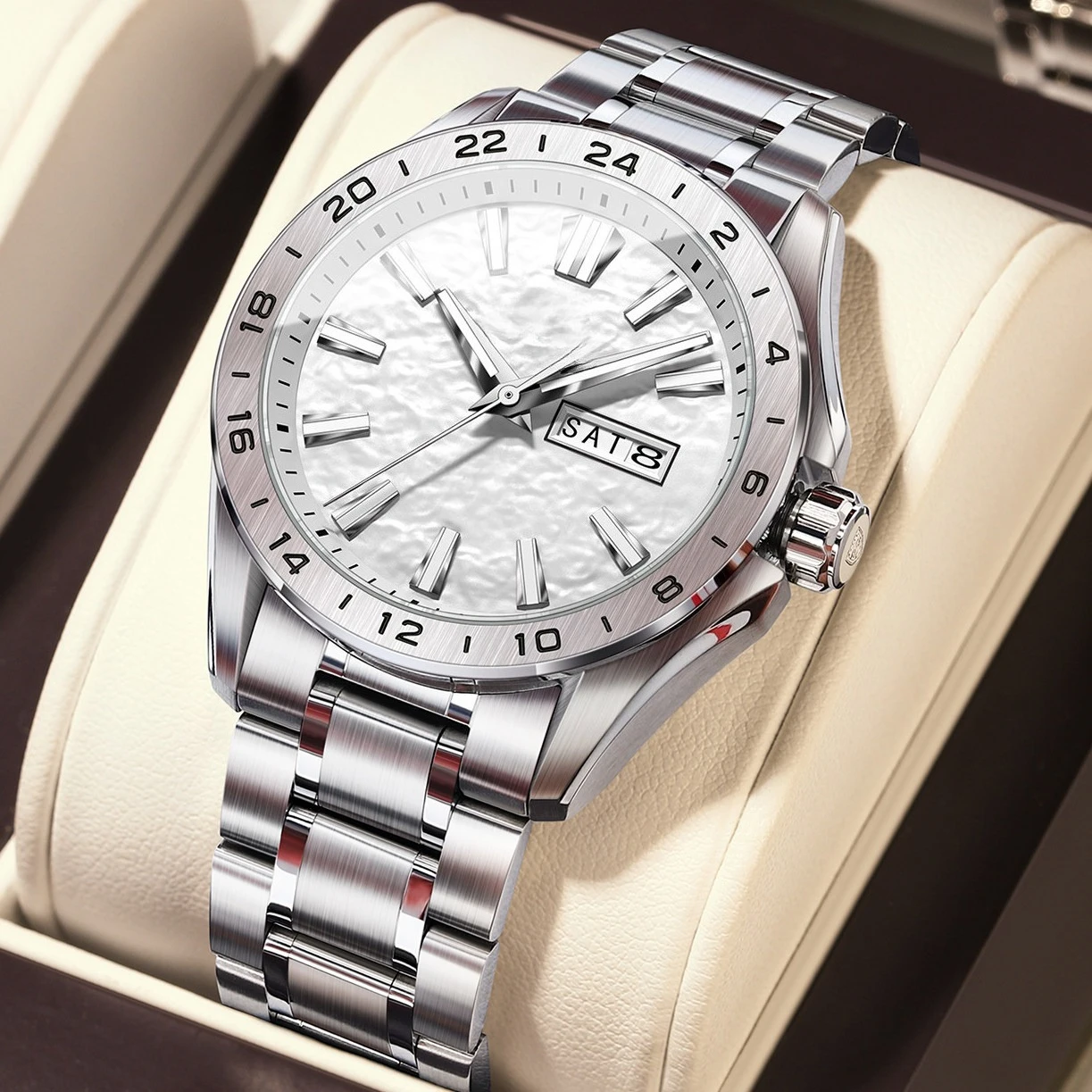 Luxury Watch Offers - ข้อเสนอพิเศษ: นาฬิกาข้อมือผู้ชายรุ่นใหม่ กันน้ำ เรืองแสง หรูหรา พร้อมฟังก์ชันวันที่คู่