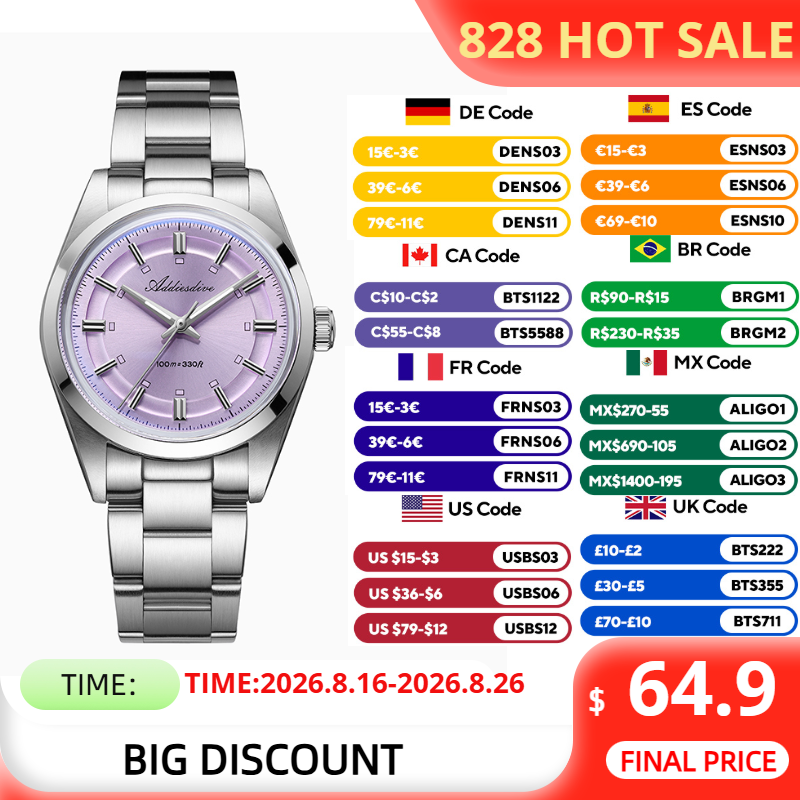 Luxury Watch All Brands - ADDIESDIVE นาฬิกาผู้หญิงแบรนด์ชั้นนำ 100 M กันน้ำ VH31