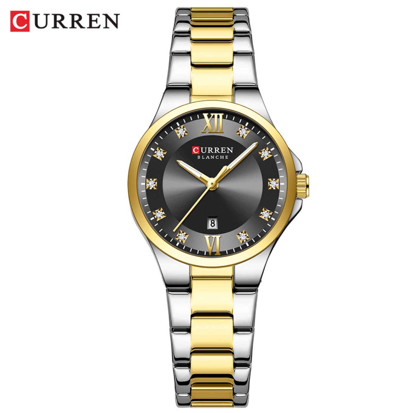 Luxury Watch - CURREN นาฬิกาแบรนด์หรูของผู้หญิง นาฬิกาควอทซ์แบบเรียบง่าย นาฬิกาข้อมือวันที่อัตโนมัติ นาฬิกากันน้ำสำหรับผู้หญิง นาฬิกาเรืองแสง