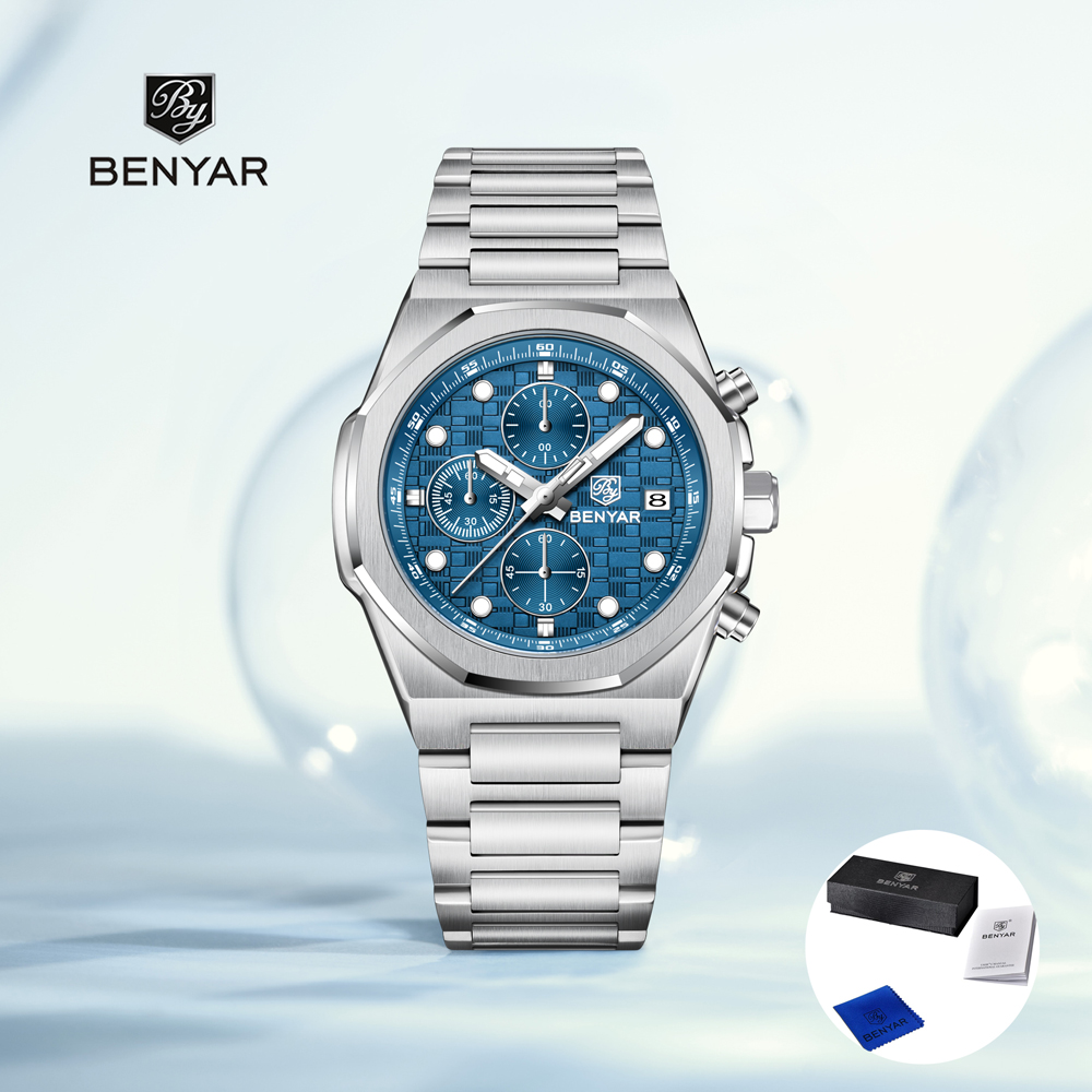 Luxury Watch Organizer - นาฬิกาข้อมือผู้ชาย BENYAR รุ่นใหม่ปี 2025 นาฬิกาควอตซ์สุดหรู นาฬิกาโครโนกราฟสำหรับผู้ชาย