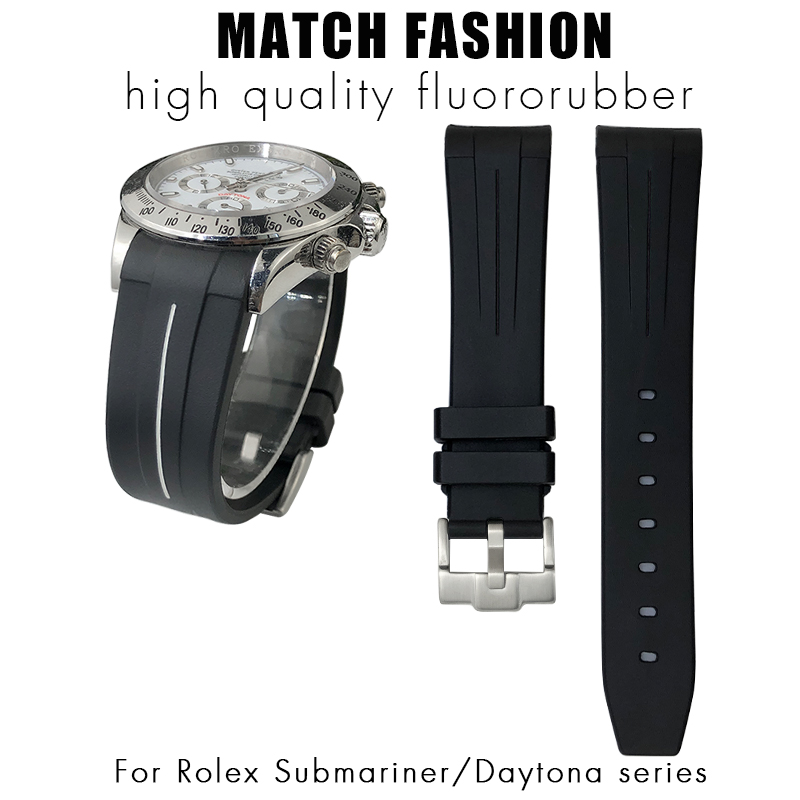 Luxury Watch Rolex - สายนาฬิกายางฟลูออโรคุณภาพสูง 19 มม. 20 มม. สำหรับ