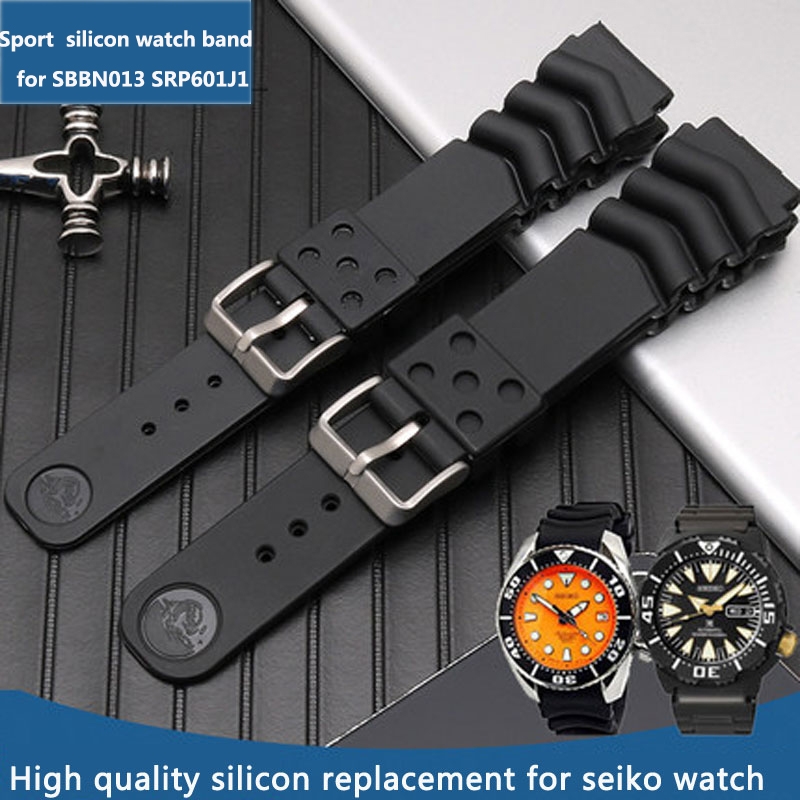 Seiko Watch 5 Sports - สายนาฬิกายางซิลิโคนสำหรับเล่นกีฬาสำหรับไซโก วอเตอร์ เทรนด์ หมายเลข นาฬิกาอะบาโลนกระป๋อง 5
