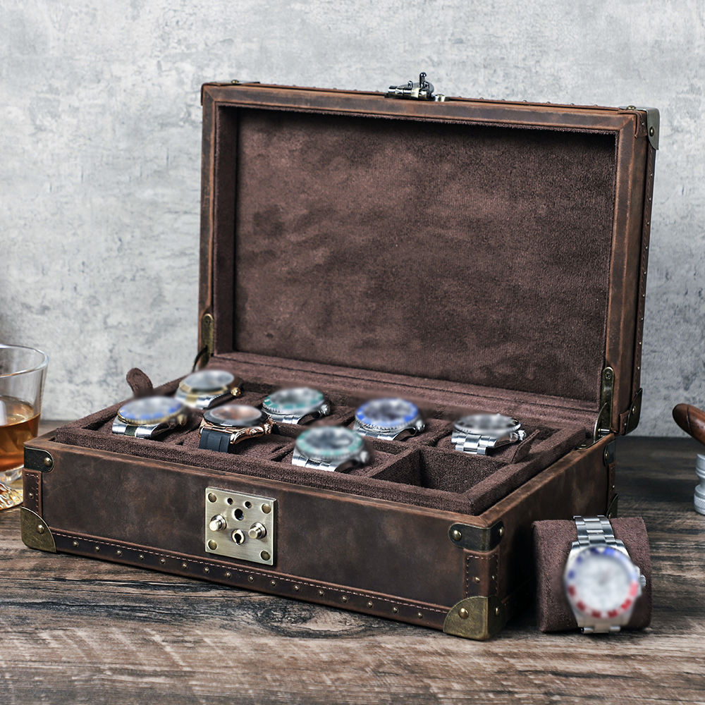 Luxury Watch Organizer - กล่องใส่เครื่องประดับหนังแท้ CONTACT'S FAMILY 8 ช่อง รุ่นวินเทจ
