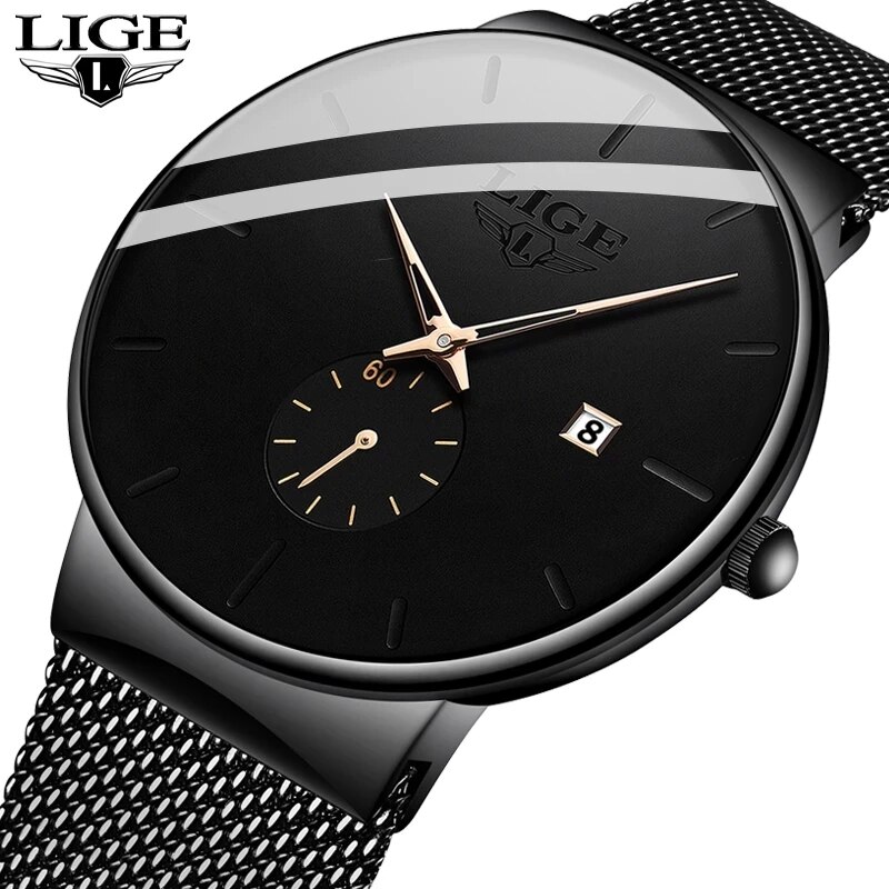 Luxury Watch Top 10 - Lige นาฬิกาแฟชั่นผู้ชายนาฬิกาควอตซ์แบรนด์หรูนาฬิกากีฬาเหล็กบางเฉียบกันน้ำ relogio masculino