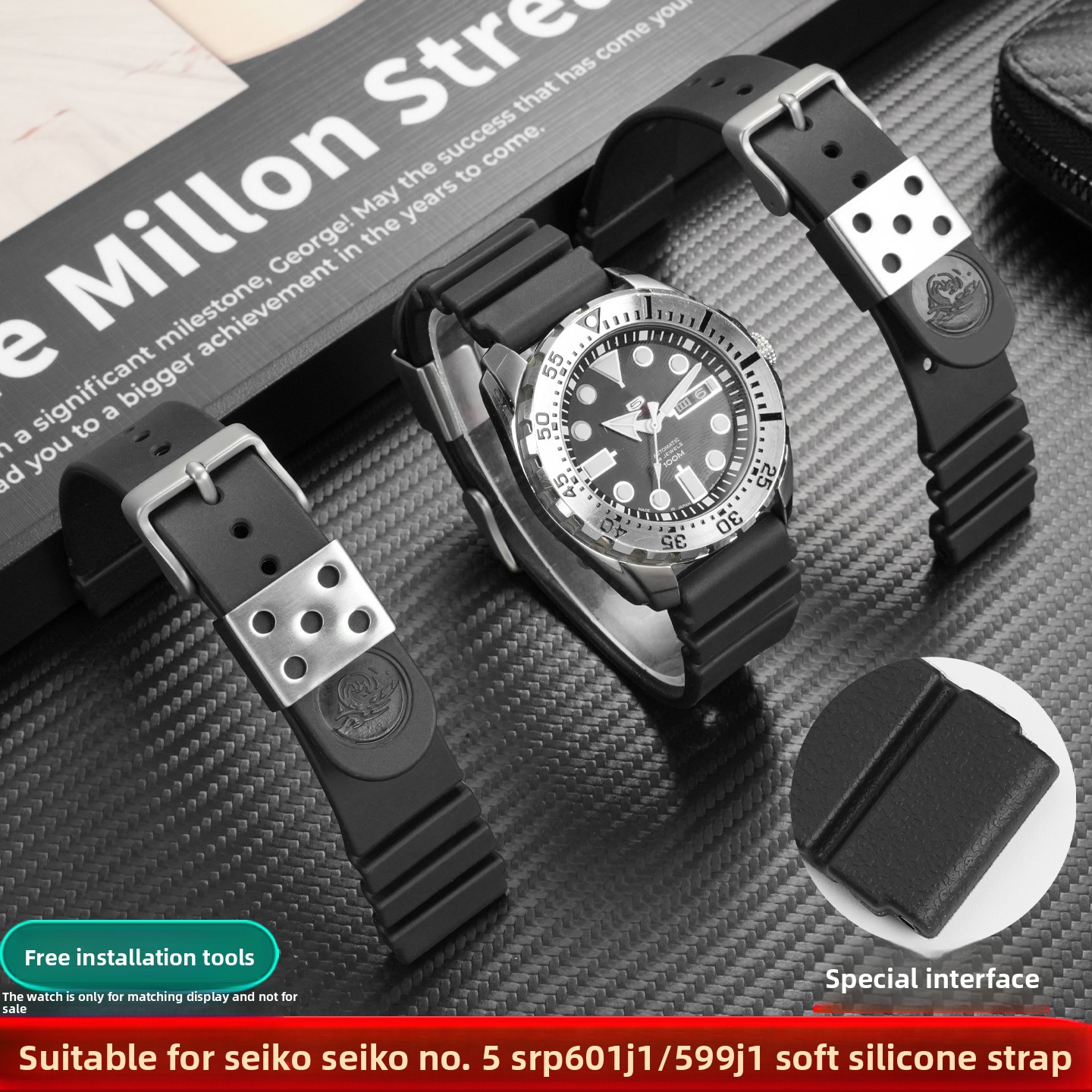 Seiko Watch 5 Sports - 22 มม.นาฬิกาซิลิโคนสําหรับ Seiko เบอร์ 5 SRP601J1