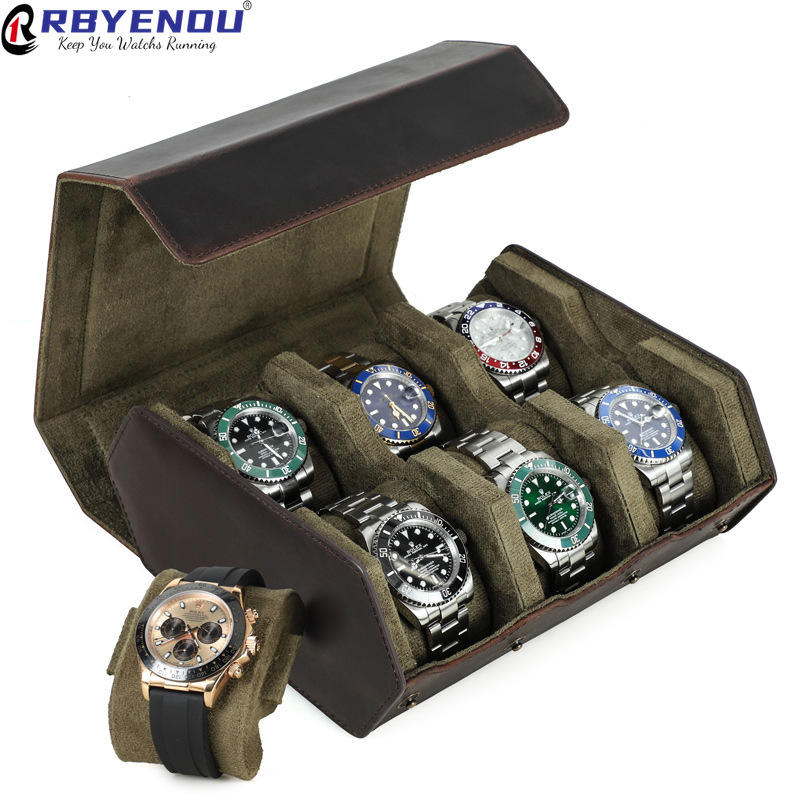 Luxury Watch Brands Logo - กล่องเก็บนาฬิกาหนังแท้ 6 ช่อง แบรนด์ OEM ปรับแต่งโลโก้ได้