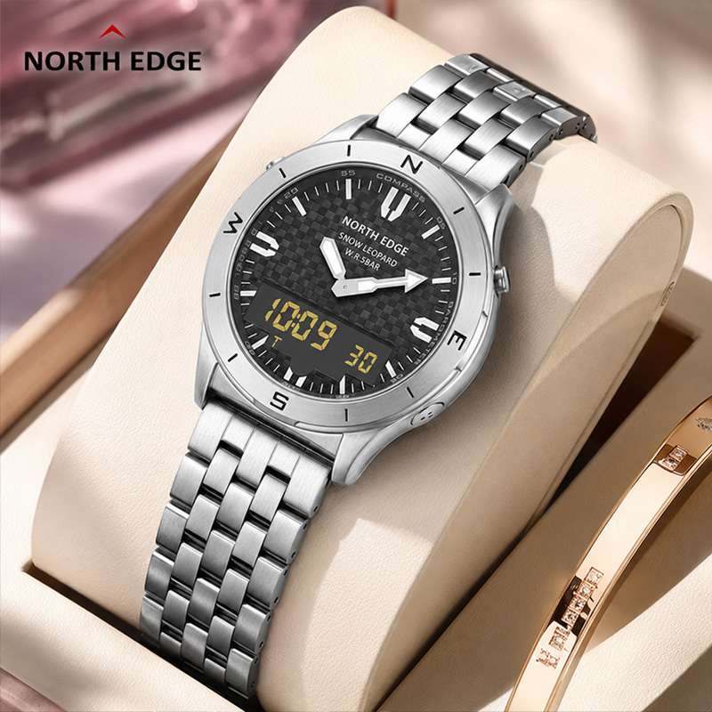 Compass Watch Luxury - NORTH EDGE นาฬิกาดิจิตอลสำหรับผู้ชาย นาฬิกาธุรกิจสุดหรูสำหรับผู้ชาย กันน้ำ 50M