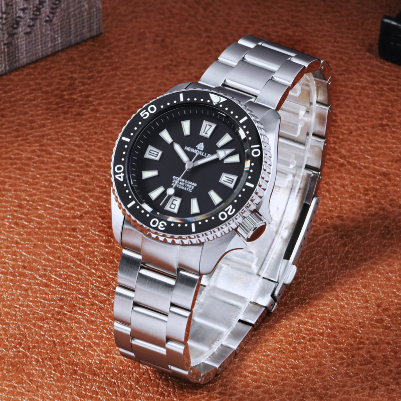 Diver Watch 300M - HEIMDALLR นาฬิกาผู้ชายนาฬิกาดำน้ำ C3 หน้าปัดเรืองแสงแซฟไฟร์ 200M นาฬิกาข้อมือกลไก