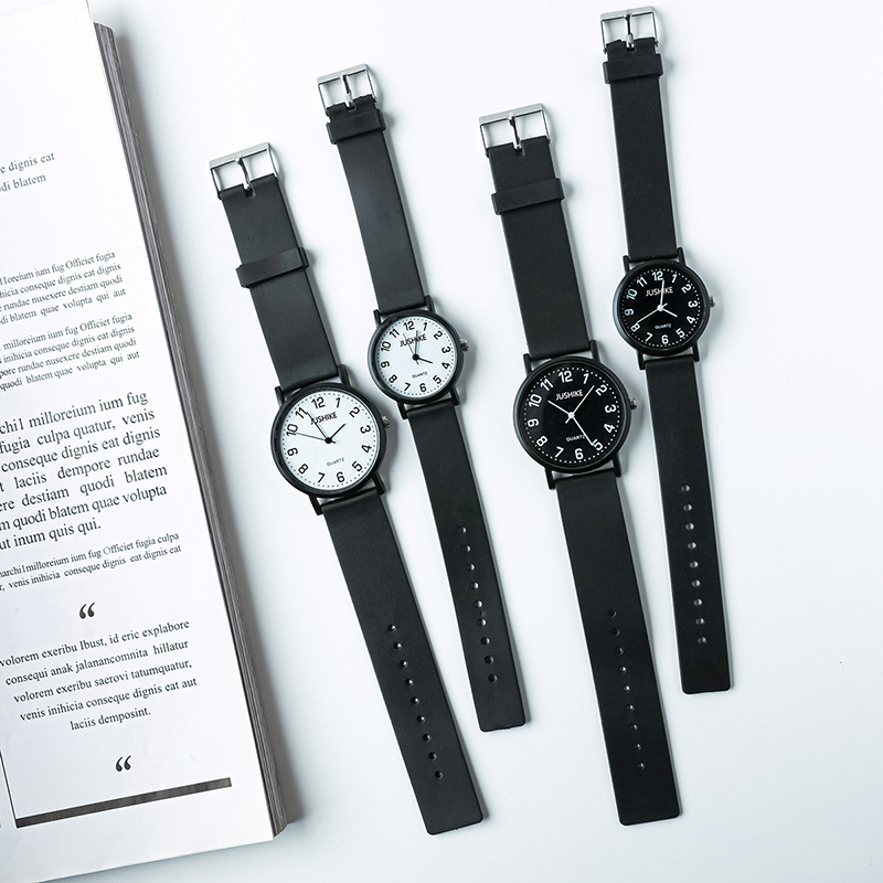 Luxury Watch Girl - Simple สีดํานาฬิกานาฬิกาควอตซ์ผู้หญิงสายคล้องคอซิลิโคนสุภาพสตรีนาฬิกาข้อมือ-Luxury Student Exam นาฬิกานาฬิกาของขวัญ