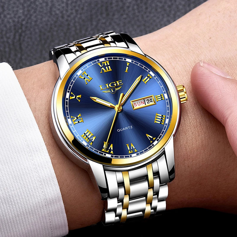 Luxury Watch Display Case - นาฬิกาควอตซ์สำหรับผู้ชายหรูหราแบรนด์ชั้นนำนาฬิกาสายรัดเหล็กธุรกิจแฟชั่นสำหรับกันน้ำผู้ชายนาฬิกากีฬาลำลองหน้าปัด + กล่อง