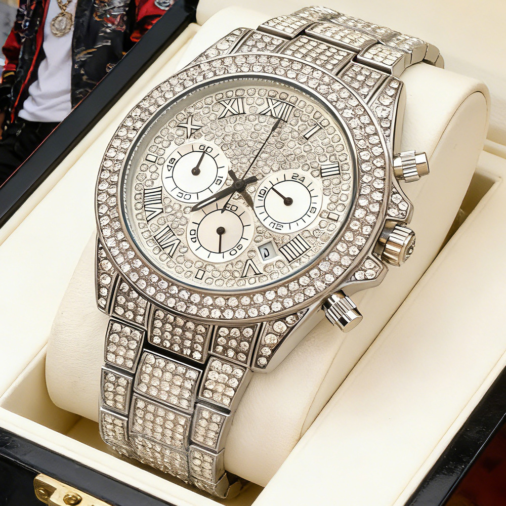 นาฬิกาควอตซ์ฮิปฮอปแบบเต็มเพชร  - Luxury Watch Brands Logo บทวิจารณ์และราคา