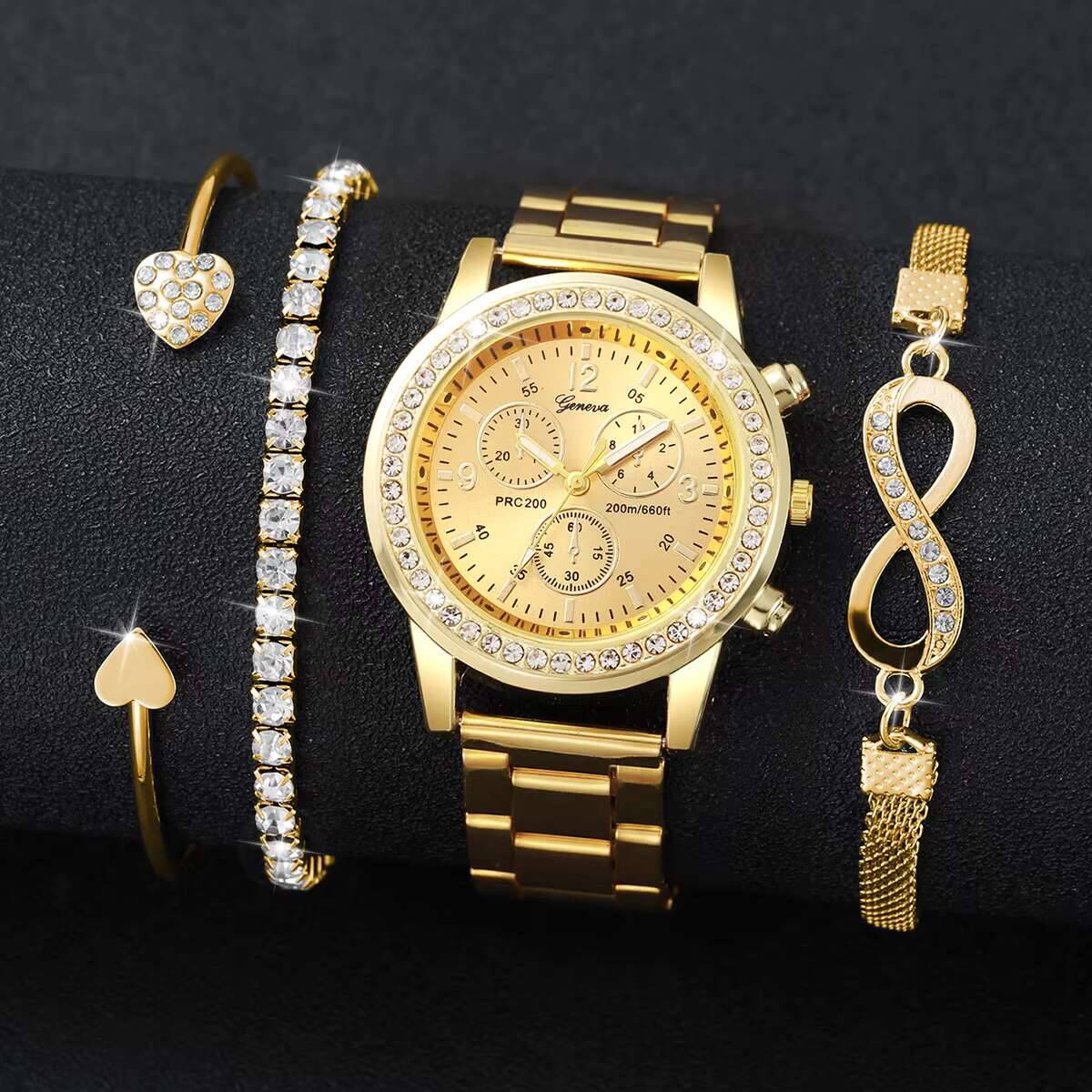 4 ชิ้น/เซ็ตหรูหราไรน์สโตนนาฬิก - Luxury Watch Organizer บทวิจารณ์และราคา