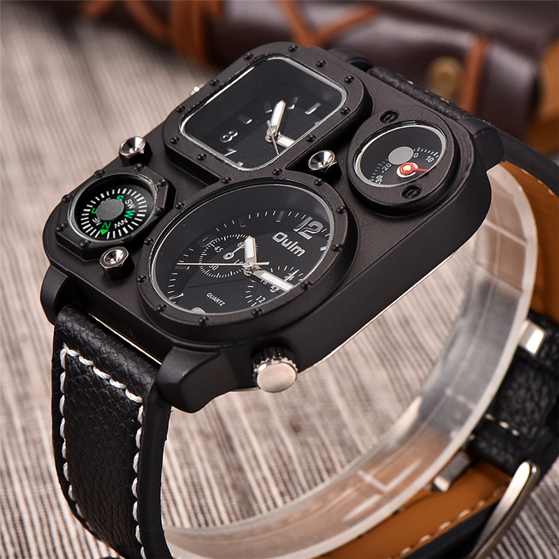 Oulm สีดำคลาสสิก Casual นาฬิกา - Compass Watch Luxury บทวิจารณ์และราคา
