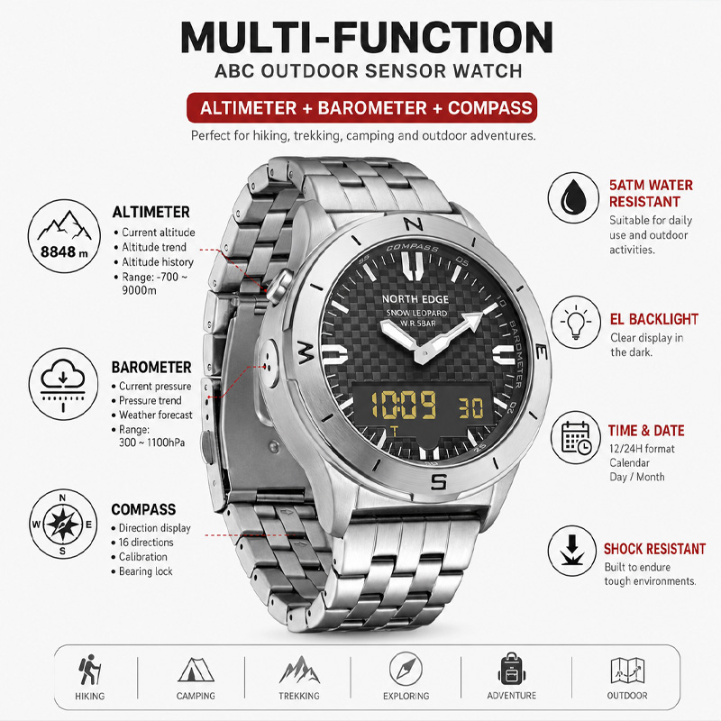 นาฬิกาดิจิตอลสำหรับผู้ชาย NORT - Compass Watch Luxury บทวิจารณ์และราคา